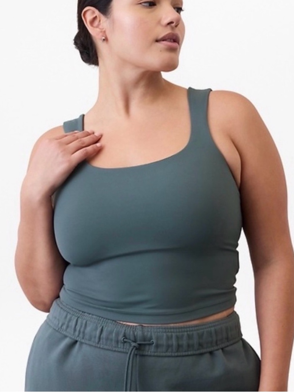 Athleta Transcend Square Neck Crop Sports Bra D-DD in Eden
